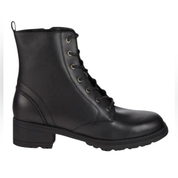 NWOT Cole Haan Black Camea Leather Waterproof Combat Booties – Sz 9.5B - Picture 1 of 8